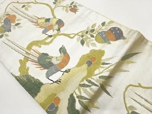 雉に実模様織出し開き名古屋帯（額縁仕立て）